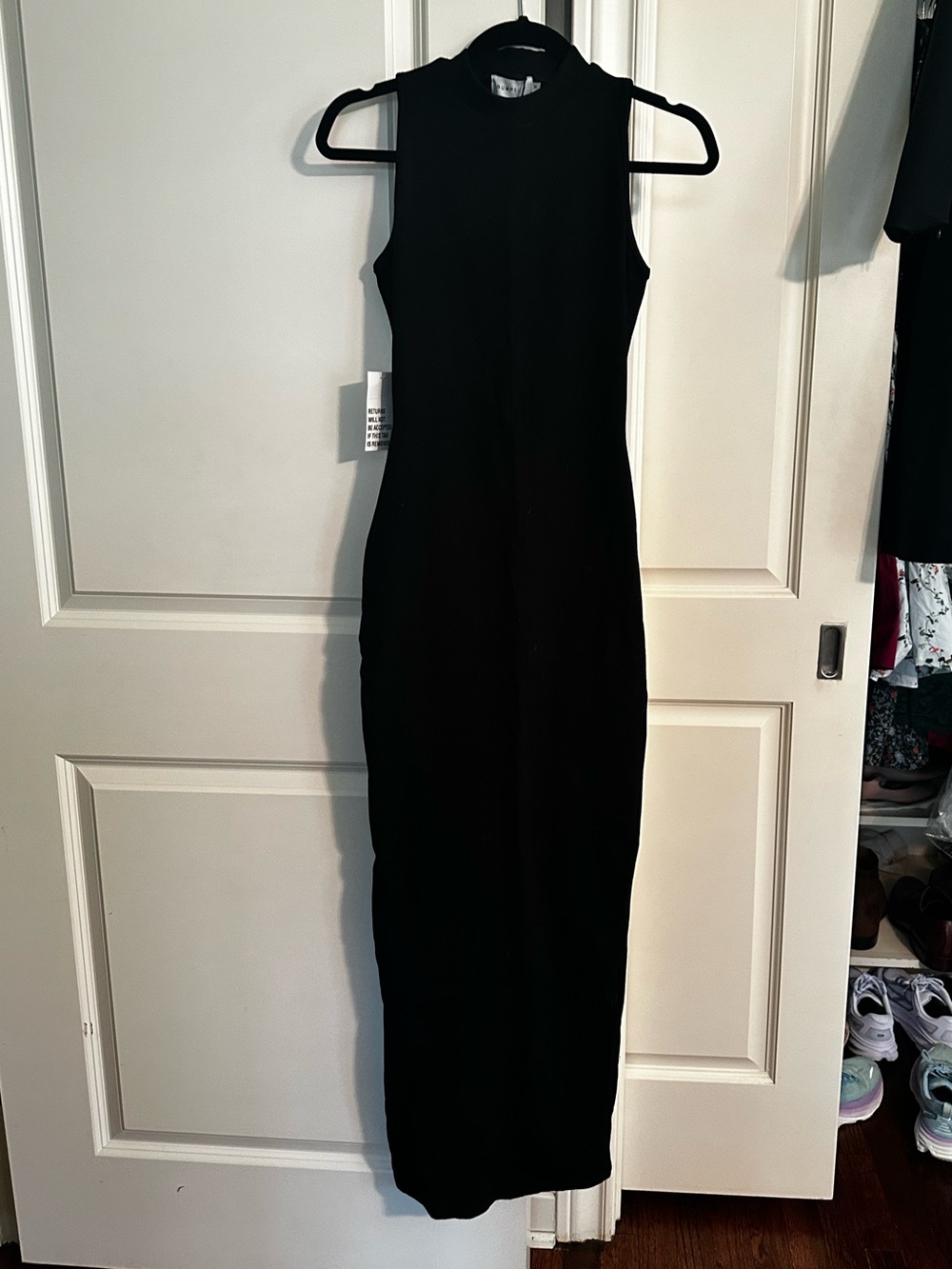 Bumpsuit (maternity) - Sculpting Rib Mock Neck Maxi Dress in Black — M